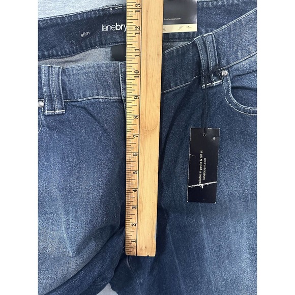 Lane Bryant 18 Womens Jeans Slim Fit Tapered Zipper Ankle Dark Blue Denim Wash - Picture 12 of 14